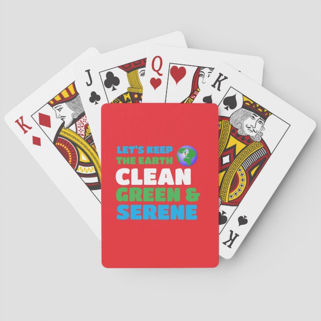 Clean green earth global warming playing cards (Back)