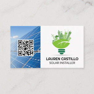 Clean Green Energy Logo   Solar Panels   QR Business Card