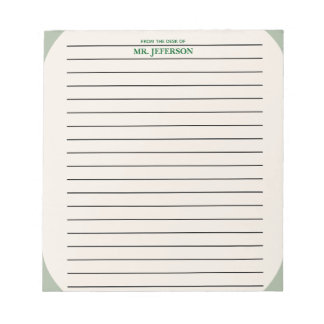 Clean Green Teacher Lined Paper From The Desk Of Notepad