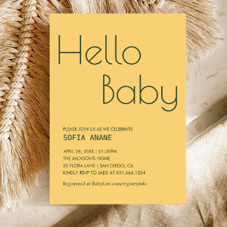 Clean Green & Yellow Gender Neutral Baby Shower Invitation