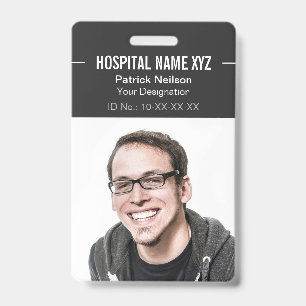 Clean Grey Professional Employee Photo ID Badge