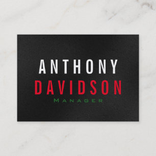 Clean Grey Red Green White Bold Text Business Card