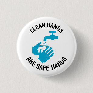 Clean Hands Are Safe Hands (Wash Your Hands) 3 Cm Round Badge