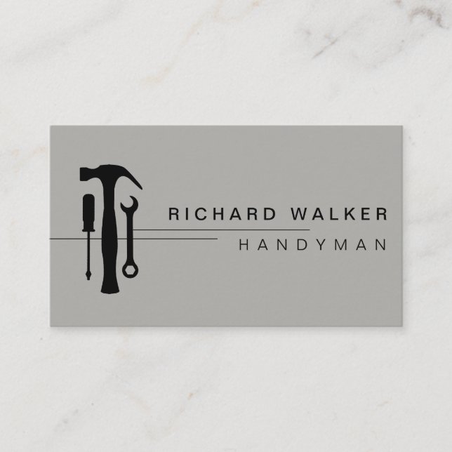 Clean Handyman Tools Auto Mechanic Carpenter Business Card (Front)
