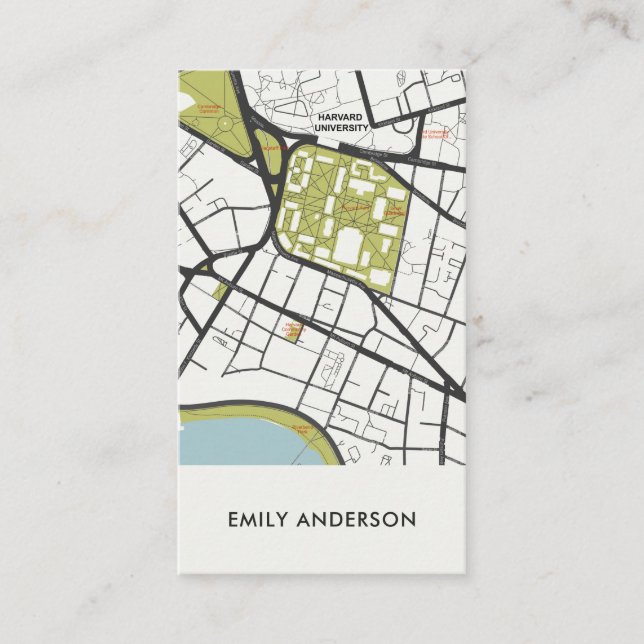 CLEAN HARVARD UNIVERSITY MASSACHUSETTS OUTLINE MAP BUSINESS CARD (Front)
