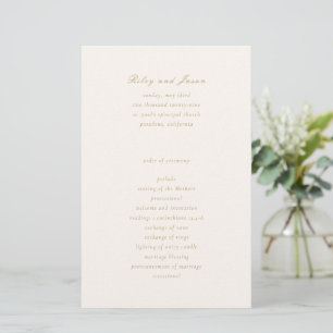 Clean Ivory and Gold Elegant Wedding Program