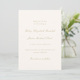 Clean Ivory and Gold Elegant Wedding Save The Date