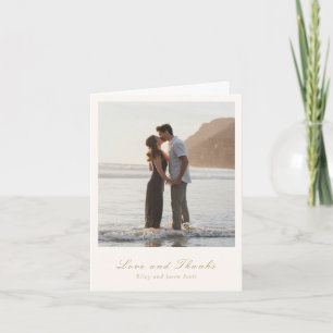 Clean Ivory and Gold Elegant Wedding Thank You Card