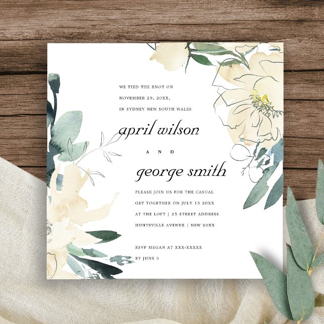 CLEAN IVORY GREEN FLORAL WE TIED THE KNOT CARD (Creator Uploaded)
