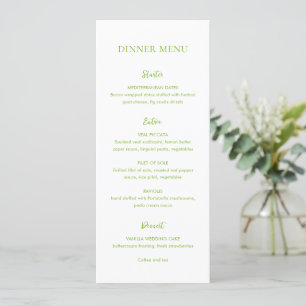 Clean Lime Green Elegant Wedding Menu