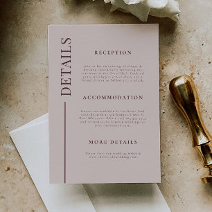 Clean Line Mauve Wedding Details Enclosure Card