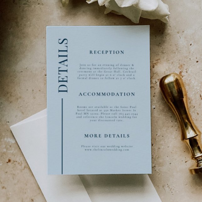 Clean Line Navy Blue Wedding Details Enclosure Card (Creator Uploaded)