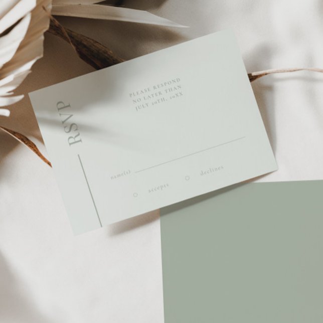 Clean Line Sage Green Minimalist Wedding RSVP Card (Creator Uploaded)