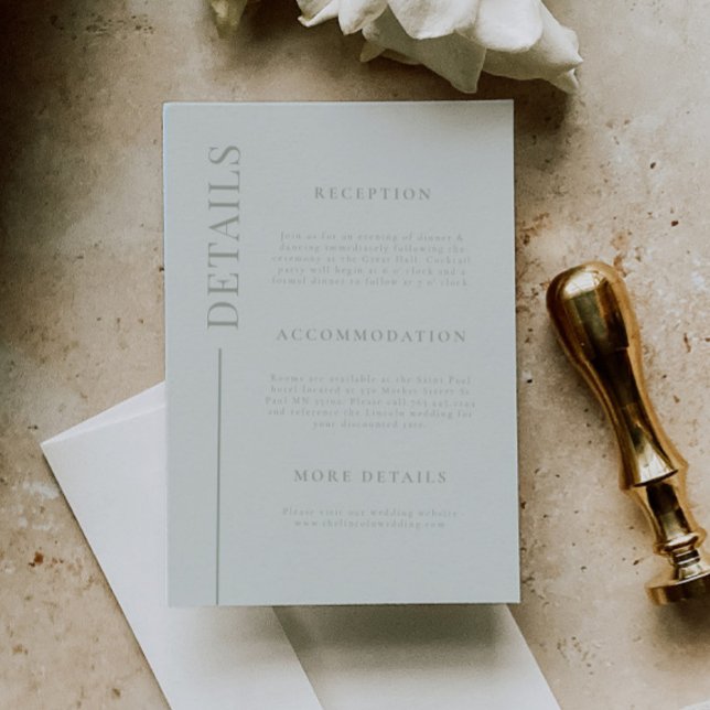 Clean Line Sage Green Wedding Details Enclosure Card (Creator Uploaded)