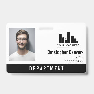 Clean Logo Personal Pronouns Office Employee ID Badge