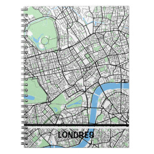 Clean London map notebook - natural color