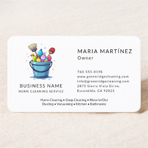Clean Maid Service Home Cleaning Business Card