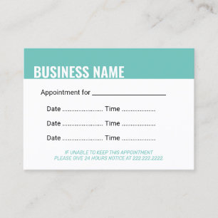 Clean Massage Therapist Appointment Card