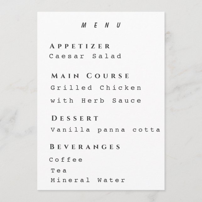 Clean Menu Template Modern Simple Reseption (Front)
