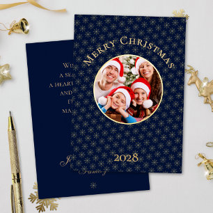 Clean Midnight Blue Snowflakes Christmas Gold
