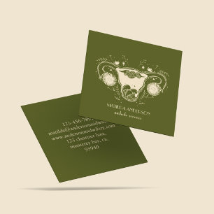 Clean Midwife Services Birth Doula Sage Green Square Business Card