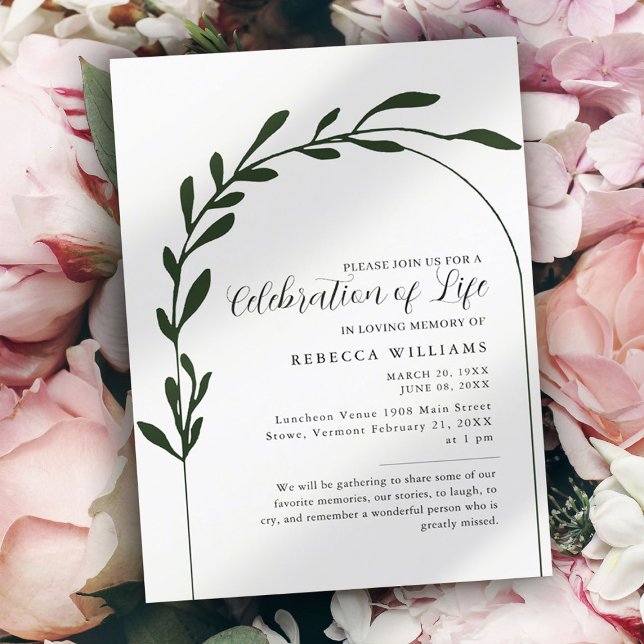 Clean Minimal Arch Celebration of Life  Invitation (Creator Uploaded)