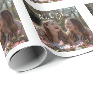 Clean & Minimal Graduation Thank You Photo Square  Wrapping Paper