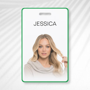 Clean Minimal Green Corporate Employee Photo ID Badge