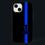 Clean & Minimal Monogram | Thin Blue Line | Police Case-Mate iPhone 14 Case<br><div class="desc">Featuring a clever yet minimal look that will turn heads, this iPhone Case is branded with the custom monogram and name of the service team member integrated into the classic thin blue line stripe. The thin blue line is a token representation of the US police force. This is something that...</div>
