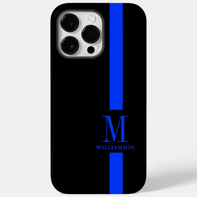 Clean & Minimal Monogram | Thin Blue Line | Police Case-Mate iPhone Case (Back)