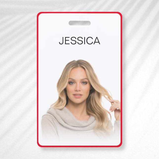 Clean Minimal Red Corporate Employee Photo ID Badge (Creator Uploaded)