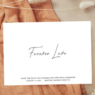 Clean Minimalist Forever Love Black & White Script Save The Date