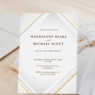 Clean Minimalist Gold Lines Frame Foil Invitation