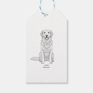 Clean Minimalist Golden Retriever Line Art  Gift Tags