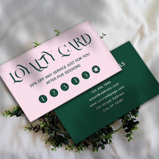 Clean minimalist green pastel pink loyalty card (Creator Uploaded)