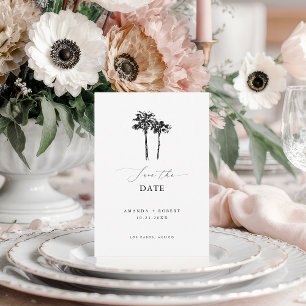 Clean Minimalist Hand Drawn Palm Tree Wedding Save The Date