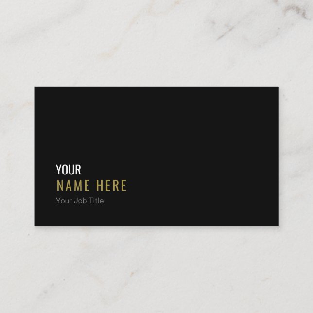 Clean Minimalist Modern Black Business Card (Front)