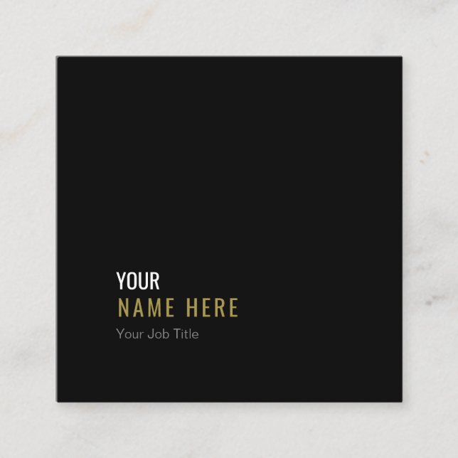 Clean Minimalist Modern Black Square Business Card (Front)