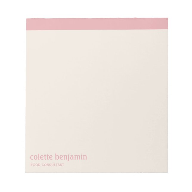 Clean Minimalist Pastel Pink & Pale Peach Notepad (Front)