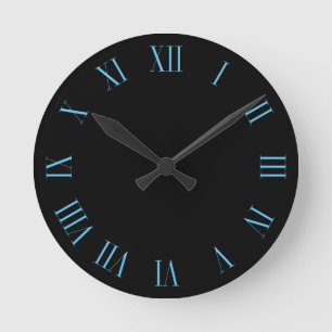Clean, minimalist roman numeral in custom colour round clock