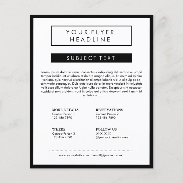 Clean Minimalist Social Media Luxury Black&White Flyer (Front)