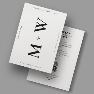 Clean Minimalist Wedding Monogram White Modern Save The Date