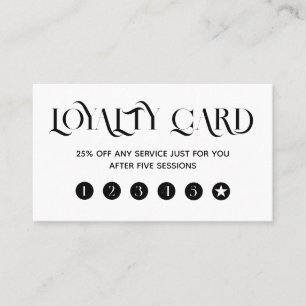 Clean minimalist white and black loyalty card
