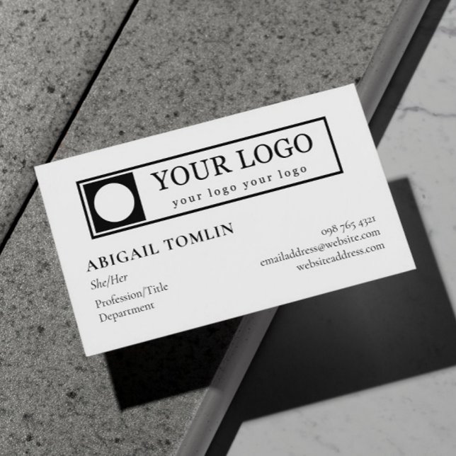 Clean Minimalist Your Logo & Personal Pronoun Business Card (Creator Uploaded)