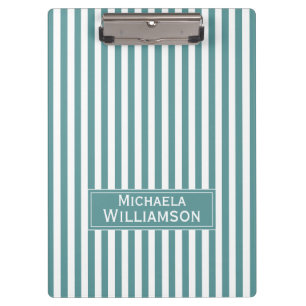 Clean Mint Green White Strips Classic Professional Clipboard