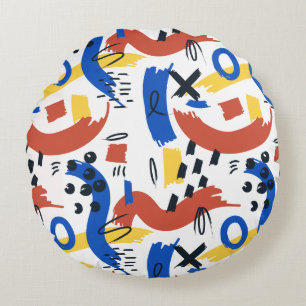 Clean Modern Abstract Pattern   Colorful Artistic  Round Cushion