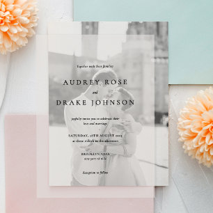 Clean Modern Black and White Wedding Vellum Invitations