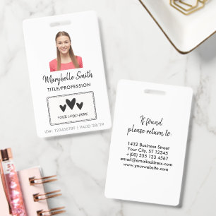 Clean Modern Black Brush Script Logo Photo ID Badge