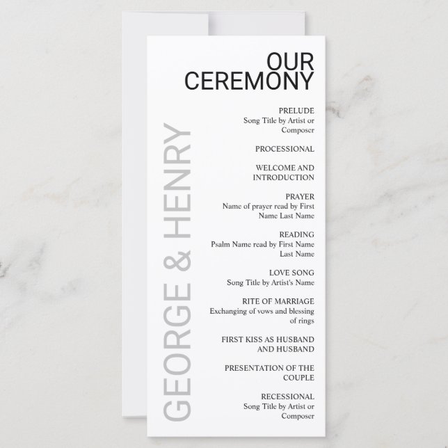 Clean Modern Black Grey White Wedding (Front)
