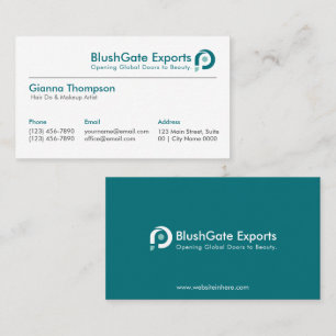 Clean Modern Elegant Teal Professional Crips White Business Card